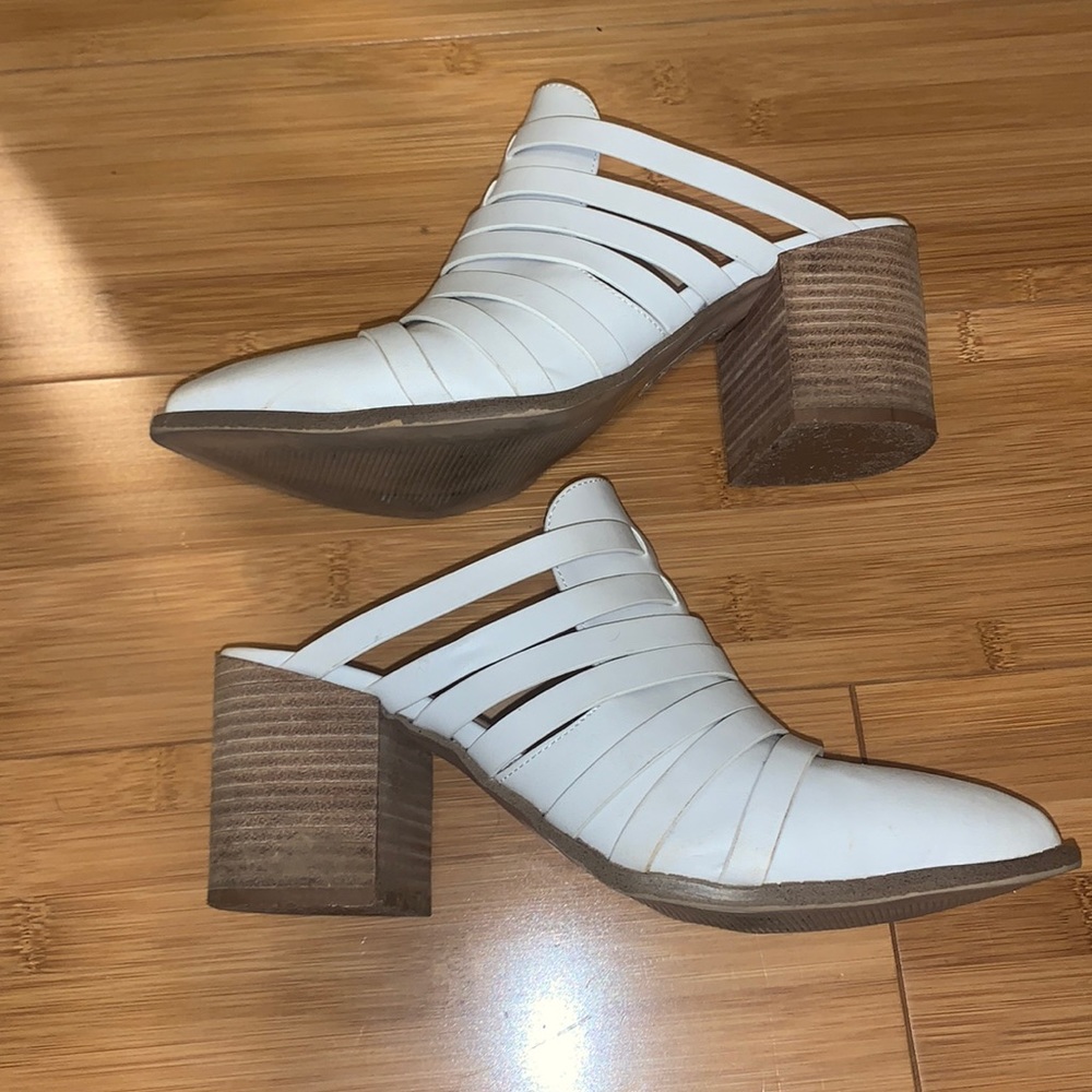 White chunk heel